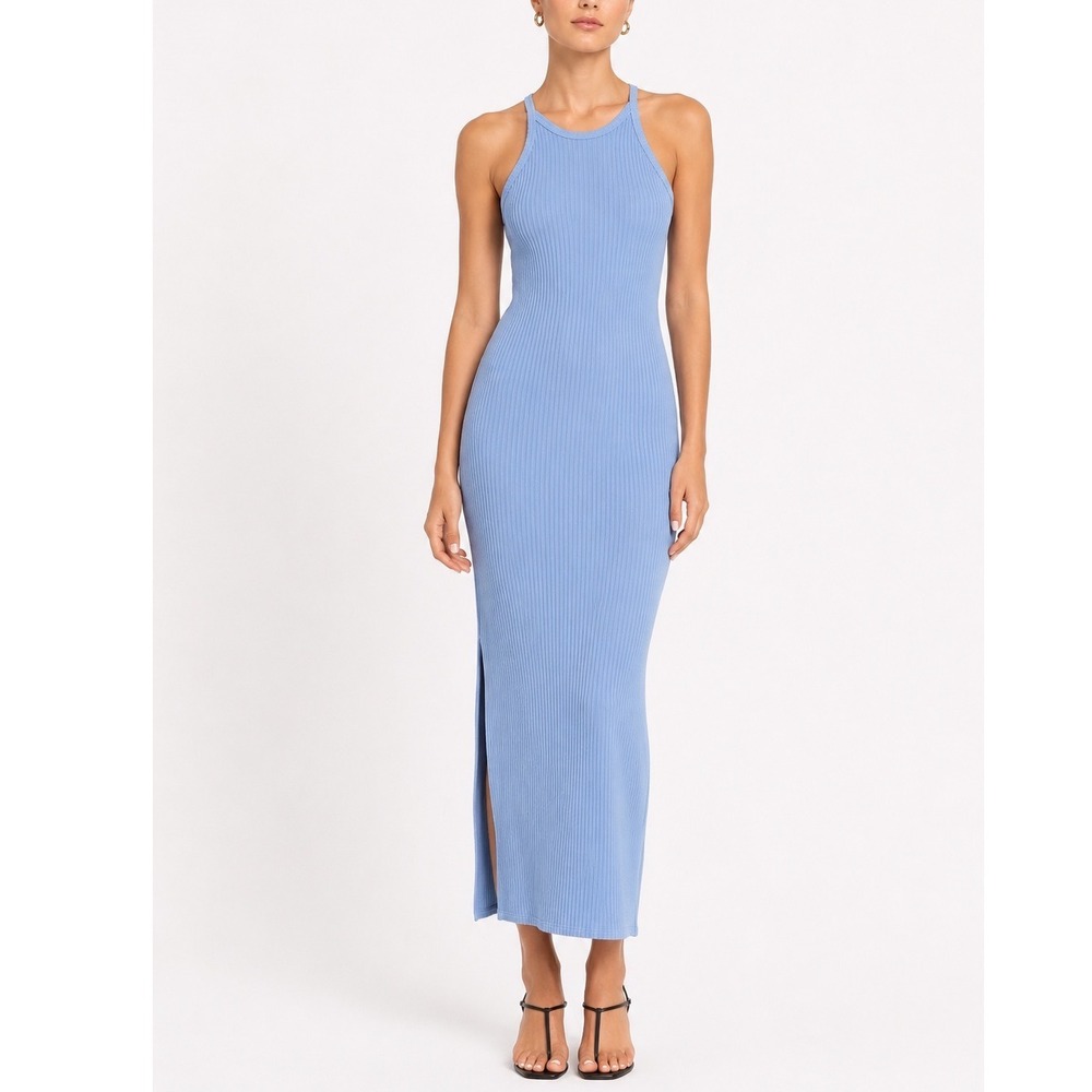 Reformation Jael Maxi Dress Women's Small Parisian Blue Brunch Stretch Modern